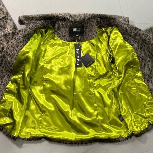 BKE Jacket Womens L Animal Print Faux Fur Gray Peacoat Double Breasted Cheetah - Picture 7 of 11